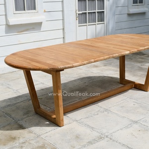 Juego de mesa de comedor ovalada de teca para exteriores con 6 sillas, muebles de jardín de madera maciza resistentes a la intemperie de estilo escandinavo - Product Image 3