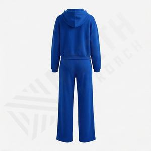 Conjunto de Sudadera con Capucha y Pantalones Acampanados de Algodón para Mujer, Estilo Vintage, Transpirable, de Dos Piezas, con Cremallera, para Invierno - Product Image 2