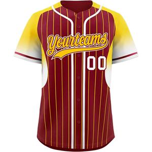 Venta al por mayor fabricante de camisetas de béisbol ajuste personalizado de malla abotonada impresión por sublimación con números de sarga de aparejos - Product Image 5