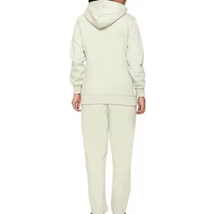 Conjunto Deportivo de 2 Piezas para Mujer, Sudadera con Cierre y Pantalones Cortos, Ropa Deportiva Informal, 100% Algodón, Color Sólido, 2025 - Product Image 6