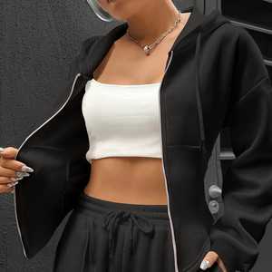 Conjunto de Dos Piezas de Moda para Mujer, Chaqueta con Cremallera de Manga Larga y Pantalones Deportivos Ajustados de Color Combinado, Conjuntos Completos para Mujer - Product Image 3