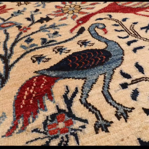 Tapis noué à la main de paon tribal de haute qualité 5x7 pour la maison hôtels salon hôtels et restaurants tapis brodé - Product Image 2