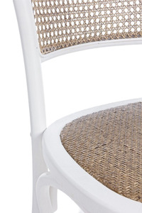 Chaise de salle à manger minimaliste moderne en rotin blanc en bois massif pour ensembles de maison et de restaurant - Product Image 3