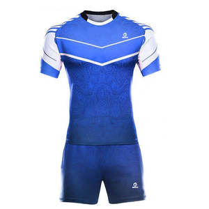 Nouvel ensemble de maillot de rugby pour homme de haute qualité cousu avec des patchs personnalisés, ajustement confortable, matière 100% polyester, y compris les shorts - Product Image 2