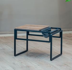 Mesa de Centro Moderna Minimalista con Tapa de Madera y Estructura Metálica, Diseño Encajable para Muebles de Sala - Product Image 2