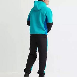 Streetwear à la mode avec logo personnalisé, survêtement de sport, sweat-shirt en coton polyester à blocs de couleurs, sweat à capuche tissé avec fermeture éclair pour homme - Product Image 5