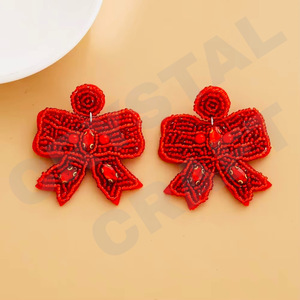 Santa Face Dangle Earrings New Arrival <b>Cross</b>-Border Handmade Beads Gold Trendy Creative for Parties Christian Style - Product Image 6