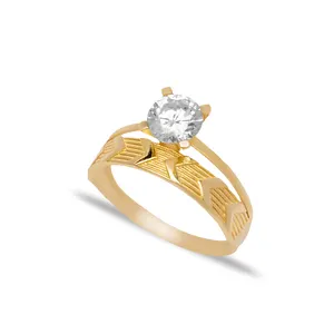Wholesale Turkey Solitaire Engagement Ring for Women Clear Cubic Zircon Stone 925 Sterling Wholesale Silver Jewelry