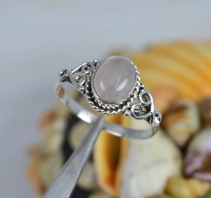 แหวนหมั้นเพชรธรรมชาติสีเงินสเตอร์ลิง925สีชมพูครบรอบ - Product Image 1