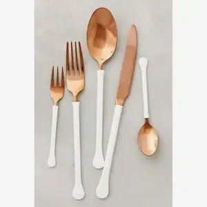 Ensemble de couverts de table en acier inoxydable de qualité supérieure couverts en métal poli or vaisselle de luxe pour salle à manger élégante de l'Inde - Product Image 5