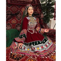 Tenue traditionnelle Pathani Balochi pour femme, longue, respirante, de haute qualité, à motif uni, avec dentelle, boutons et sequins, idéale pour les mariages