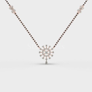 Stonewels Trendy Cercle de l'Infini Diamant Mangalsutra Or Jaune Diamants Étincelants Circulaire Symbole de l'Infini Collier Orné - Product Image 5