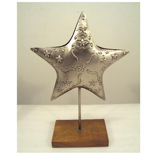 Décor de table étoile en verre vintage de couleur rose avec support en métal pour décoration de table de maison de noël - Product Image 5