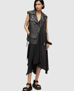 Nueva moda mujer Chaleco de cuero motocicleta Biker chaleco sin mangas invierno mujer chaqueta de cuero chaleco - Product Image 3