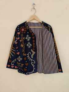 Handcrafted Blue Suzani Velvet <b>Jacket</b> Floral Fancy Embroidery Style For Unisex Boho <b>Hippie</b> coat Indian Wholesaler - Product Image 2