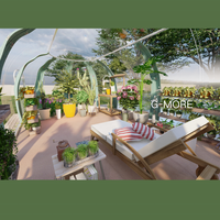 DIY Extérieur Maison Cour Paysage Serre Jardin Bâtiment Ovale DOME 23.5 ㎡ 618X381X257CM