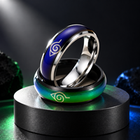 Bague d'humeur JLM en acier inoxydable à changement de couleur selon la température, thème Anime, pour hommes et femmes, bijou fantaisie pour cosplay, cadeau tendance