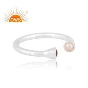 Meilleures ventes Bague réglable en argent sterling fin avec perle naturelle et pierre précieuse Labradorite Fabricant de bijoux personnalisés - Product Image 2