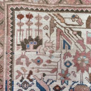 0.2x12 ft Runner Vintage Rug, Turkish Rug, <b>Brown</b> White Floral <b>Wool</b> Rug - Product Image 4