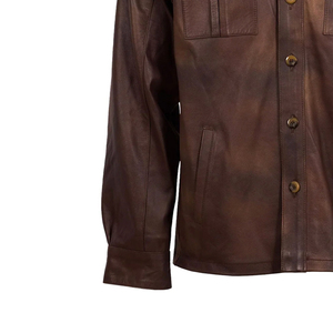 Chemises habillées pour hommes de haute qualité, couleur unie respirante, col montant en cuir, couleur et taille personnalisées, vente en gros - Product Image 4