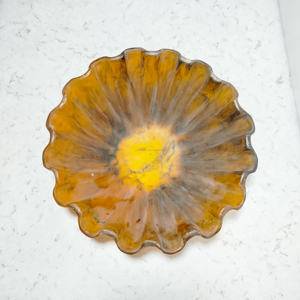 Assiettes et bols décoratifs au design moderne européen pour la nourriture ou le bol à salade Grand bol à fruits en résine pour servir avec texture marbrée - Product Image 2