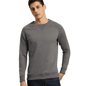 Sweat-shirt à col rond de couleur unie pour hommes, coupe ample, collection hiver décontractée pour l'automne, printemps, technique brodée respirante - Product Image 6