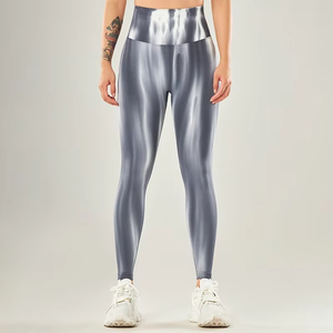 Nueva moda Tie-dye mallas ajustadas sin costuras de cintura alta Spandex poliéster cadera deportes mujeres Yoga pantalones logotipo personalizado - Product Image 6