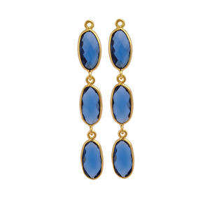 Customized <b>Blue</b> <b>Topaz</b> Single Bail Bezel <b>Earring</b> Connector Gold Plated Dangle Drop Style for Jewelry Making Components - Product Image 2