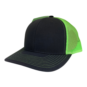 Gorra Trucker de 6 Paneles INJAE VINA con Parche de Logotipo Bordado, Verde Neón y Negro, Malla Transpirable, Ajustable, Hebilla de Una Sola Fila, Estructurada - Product Image 3