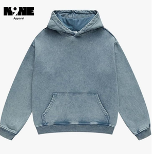 Sweat à capuche appliqué personnalisé 100% coton Sun Faded Surdimensionné Pull Acid Wash Cropped Boxy Fit Impression Logo Strass Hoodies Hommes - Product Image 2