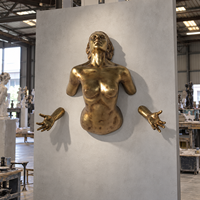 Sculpture de fée nue en bronze coulé, figurine féminine moderne, décoration murale pour la maison
