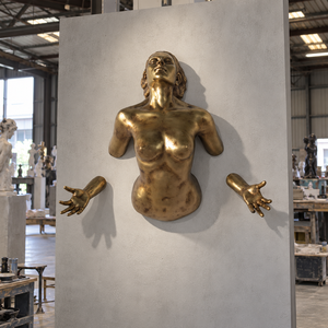 Sculpture de fée nue en bronze coulé, figurine féminine moderne, décoration murale pour la maison - Product Image 2