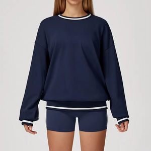 Sudadera con capucha de bloque de color personalizada, Sudadera ligera y transpirable para deportes al aire libre, Sudadera de cuello redondo a prueba de viento y sin costuras - Product Image 4