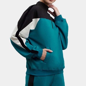 Conjunto de chándal con cremallera de bloque 100% de color algodón 2026 para mujer, ropa de calle de invierno transpirable, chándal con logotipo frontal, cierre 2 en 1 - Product Image 5