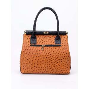 Sac à main structuré de luxe avec deux sangles en cuir d'autruche véritable - Fabriqué en Italie - Capacité jusqu'à 1L - Art. 26141 - Product Image 4