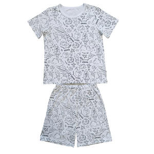 Vente en gros de pyjamas d'été à manches courtes pour garçons, lavables, fusée, coloriage dans l'espace, peinture, dessin avec marqueur, pyjama pour enfants, couleur - Product Image 6