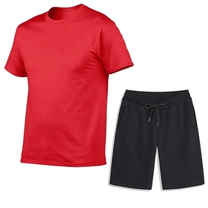Conjunto de camiseta y pantalones cortos de verano de talla grande transpirable de algodón Conjunto de hombre con logotipo personalizado de dos piezas unisex - Product Image 4
