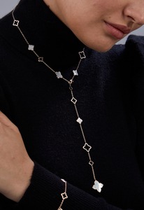 Collier en diamant Lariat Cascading Bunchberry 0,79 ct, diamant naturel couleur G-H, clarté VS, or massif 14 carats, bijoux faits à la main - Product Image 2