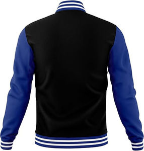 Veste universitaire en laine sur mesure avec manches en cuir véritable, patchs brodés, veste d'équipe de sport, veste de basket-ball - Product Image 3