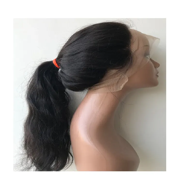 Diproduksi di India penjualan tertinggi murni mentah tidak diproses rambut Virgin ekstensi rambut manusia wig renda penuh