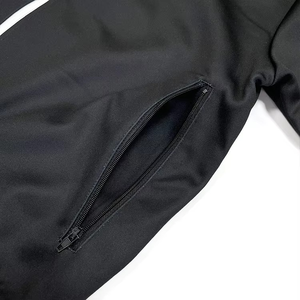 Survêtement unisexe en molleton noir et rouge rayé à capuche, design sportif, respirant, 100% coton, vêtements d'automne pour adultes avec poches latérales - Product Image 6