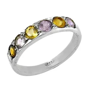 Anillo de Plata 925 con Piedras Preciosas de Amatista y Citrino, Diseño Geométrico, Estilo Clásico, Unisex, para Bodas y Uso Diario, de Art Palace - Product Image 2