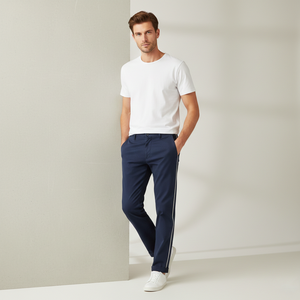 Premium Side-Striped Jogger Sweatpants for <b>Men</b> Relaxed Fit Cuffed Cotton Mid High Quality Urban Aesthetic OEM Service <b>Trousers</b> - Product Image 4