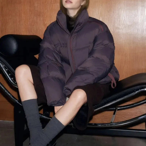 เสื้อแจ็คเก็ตแขนยาวมีซิปคอตั้งมีกระเป๋า, เสื้อแจ็คเก็ตบอมเบอร์ - Product Image 2