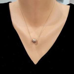 925 Sterling Silver Interlocking <b>Ring</b> Pendant with Striped Ball Pink Bezel Setting Inlay - Product Image 1