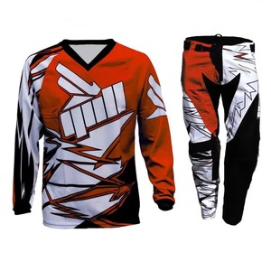 Traje de Motocross, Jersey de Carreras de Motos, Traje de Motocross con Logotipos de Marcas, Color Fluorescente - Product Image 1