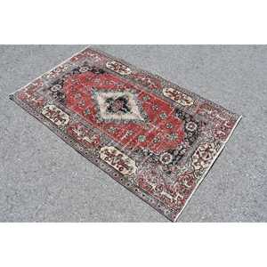 พรมตุรกีขนาด 3.6x5.9 ฟุต, พรมลายวินเทจ, พรมลายปะติดสีแดงน้ำเงิน - Product Image 2