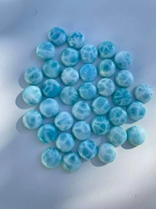 Pierres précieuses en larimar naturel, cabochon, pierres précieuses en larimar en vrac, qualité supérieure, formes rondes, tailles, perçage gratuit, anneaux, larimar poli - Product Image 3