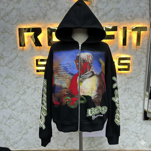 เสื้อฮู้ดมีซิปสีแดงสำหรับผู้ชายเสื้อฮู้ดพิมพ์ลายโลโก้ตามสั่ง - Product Image 6