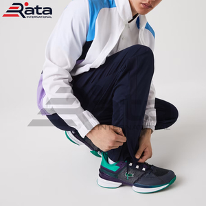 Chándal de tenis de bloque de color deportivo de primavera para hombre, blanco, azul, diseño legendario, alta tecnología, nailon ecológico, transpirable sin costuras - Product Image 5